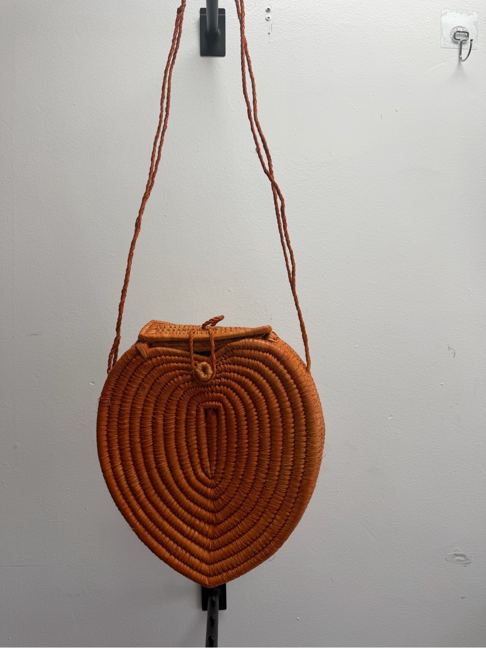 Handwoven Heart Crossbody Bag in Rustic Orange
